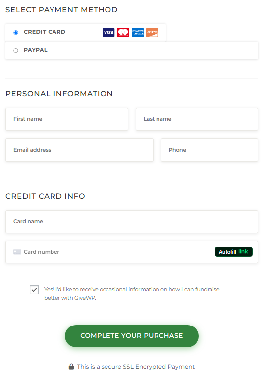 GiveWP final stage payment