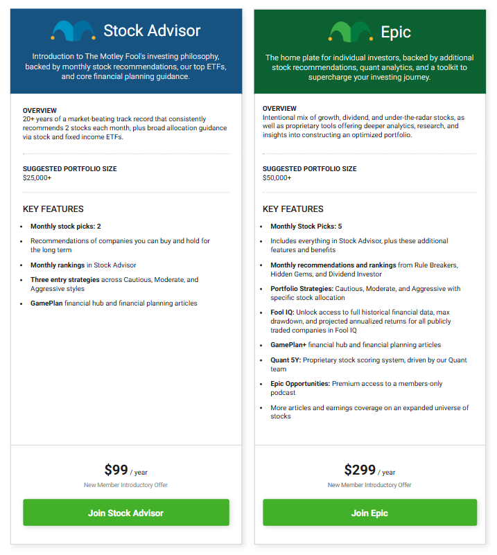 Motley fool pricing