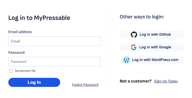 Pressable log in