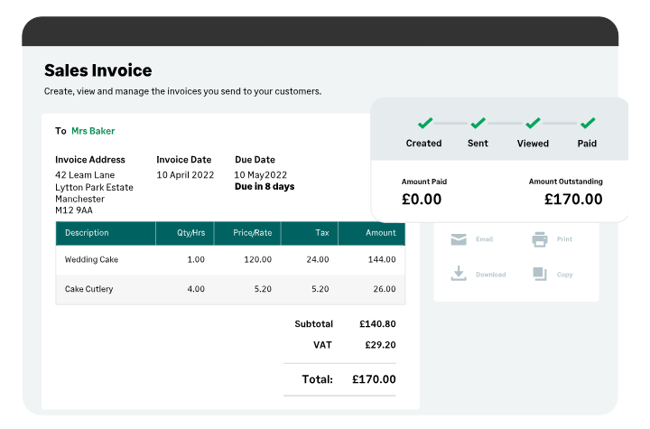 Sage sales invoice