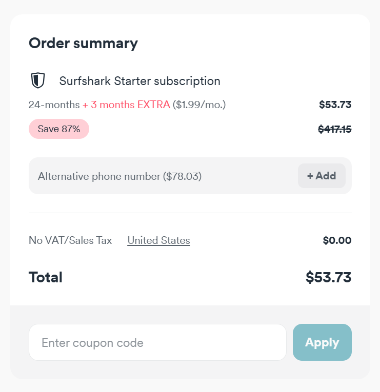 Surfshark payment