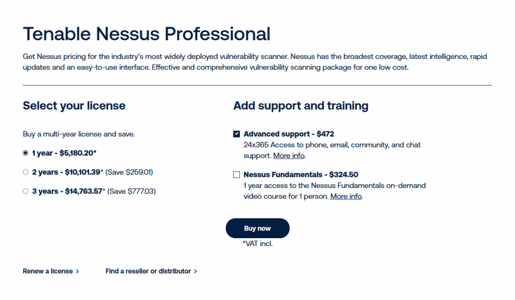 Tenable pricing