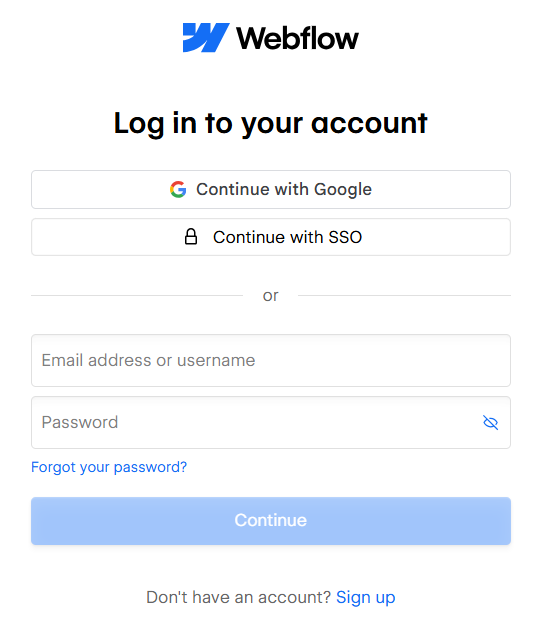 Webflow login