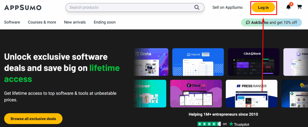 Appsumo interface