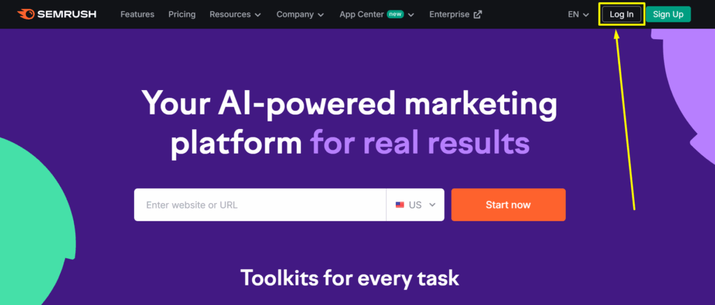 Semrush interface