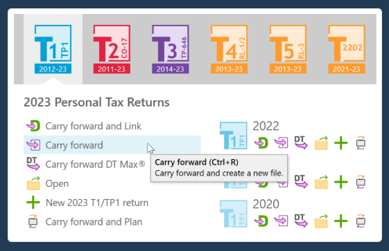 Taxcycle carryforward