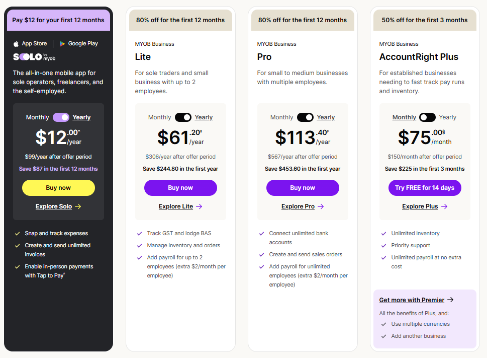 myob pricing